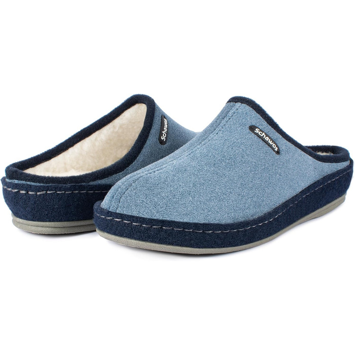 Чоловічі фетрові домашні тапочки Schawos 6030, теплі, з підкладкою з шерсті, з устілкою, міцна підошва, неслизькі, 42 EU, морські, 10w