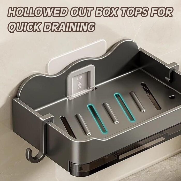 Набір з 2 тримачів для мила без свердління, мильниця з піддоном, настінна мильниця для душу, самоклеючі тримачі для мила, чорна/сіра мильниця для душу