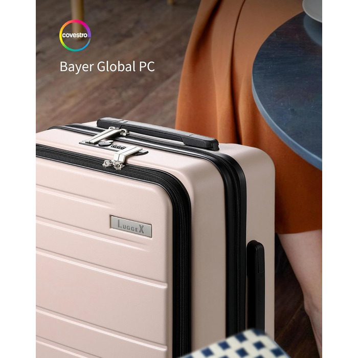 Чемодан-валіза LUGGEX з відділом для ноутбука – Розширюваний жорсткий кейс з полікарбонату з TSA-замком (56x38x24 см) (Зелений)