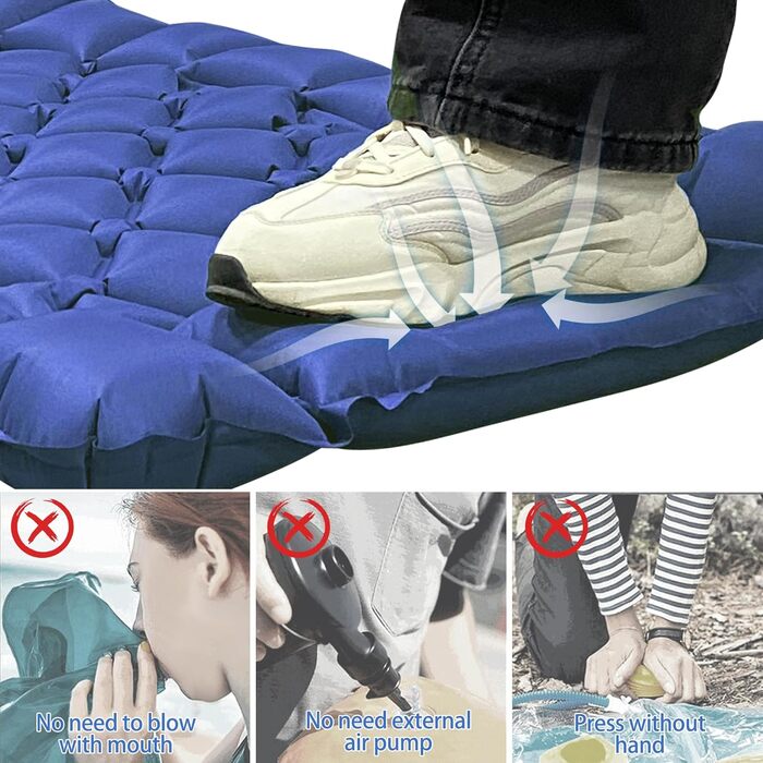 Каремат для кемпінгу Saphirblau: самонадувний килимок для відпочинку на природі з помпою та подушкою