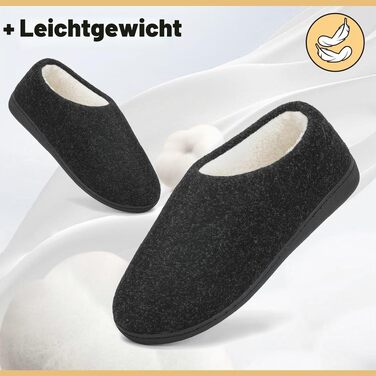 Зимові унісекс капці Mishansha з ефектом пам'яті (Memory Foam) та твердою підошвою, чорні, розмір 44/45 EU