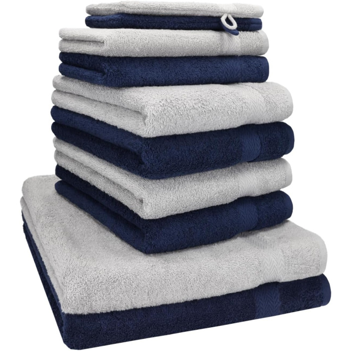 Набір рушників Betz 10 предметів, преміум якість, 100% бавовна, сірий антрацит та сріблястий, для ванної кімнати