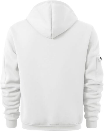 Світшот чоловічий з капюшоном на половинну застібку, вінтажний, базовий, з довгими рукавами, оверсайз, великі розміри, армійський, з кількома кишенями (4XL, #7white)