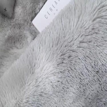 OYIMUA High Pile Rug 120x160 cm Grey White, Modern Fluffy Rug Living Room Children's Room Decor Bedroom Hallway Runner Outdoor Rug Faux Fur Shaggy Plain Bed Runner