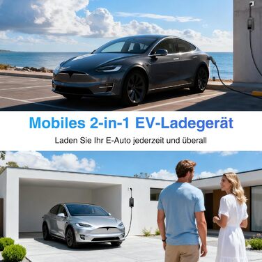Зарядний кабель Type 2 Schuko 3.68kW 6-16A для електромобілів та PHEV, 7м, LCD дисплей, IP65