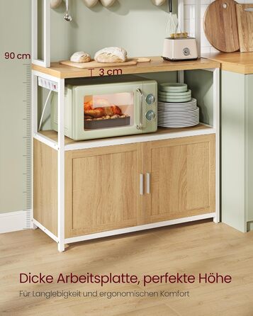 Стелаж кухонний VASAGLE з розетками, 90 см, 40x60x170 см, вінтажний коричневий + чорний, 8 гачків, KKS058K02