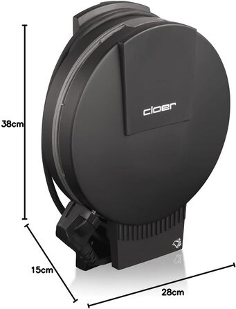 Вафельниця Cloer 180, 930 Вт, для серцевидних вафель 16 см, метал, чорна, з сигналом готовності, важкі антипригарні пластини