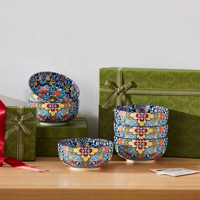 Набір мисок Vancasso з богемської кераміки, 800 мл, кольоровий набір мисок для кухні, сумісний з посудомийною машиною та мікрохвильовою піччю, для салату, макаронів, рису, вівсянки, фруктів