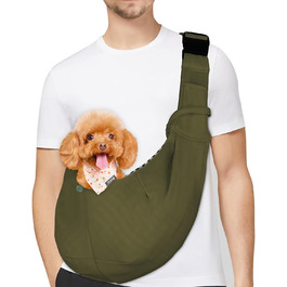 Сумка-переноска для собак PetLoft Tragetuch, реверсивна, для маленьких собак, регульована, з отвором для кріплення нашийника, для собак/кішок/кроликів (Хакі)