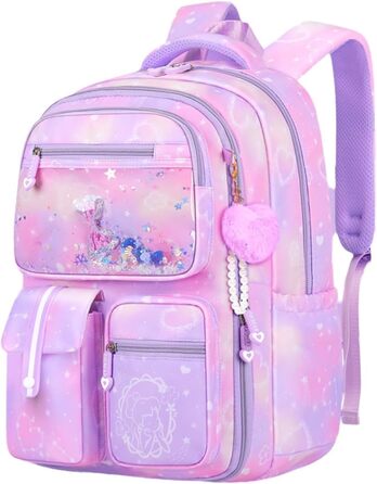 Дитячий рюкзак для школи для дівчаток, 2-15 років, рюкзак для підлітків, рюкзак для школи, рюкзак-трансформер, градієнт кольору фіолетовий