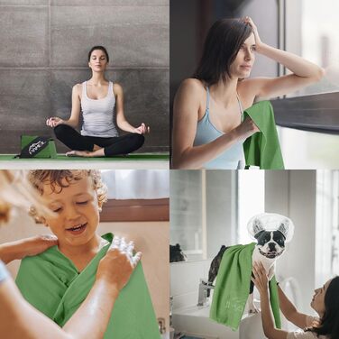 Набір рушників Pameil з мікрофібри (2 шт.): великий (160x80 см) та маленький (80x40 см), компактні та швидковисихаючі, для спорту, подорожей, пляжу (армійний зелений)