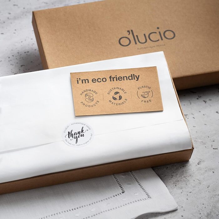 O'lucio Authentique Home Napkins with double hem, linen embroidered Swiss dots, White, 4 pieces, 45.7 x cm, handmade, linen fabric, napkins, natural material, machine washable
