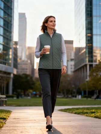 Жіночий жилет Bienzoe без рукавів з капюшоном, стеганий, на блискавці, сірий темний (XL)