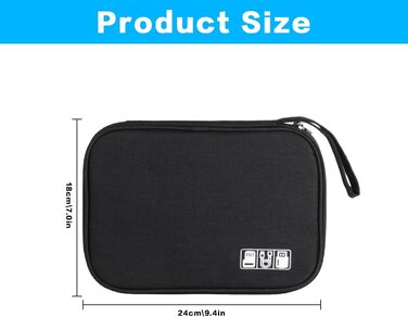 Органайзер для кабелів та аксесуарів: чорний дорожній кейс для USB-кабелів та гаджетів