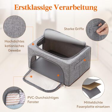 Органайзер для одягу Lifewit з кришкою, з металевим каркасом, сірий (2 шт., 25л)