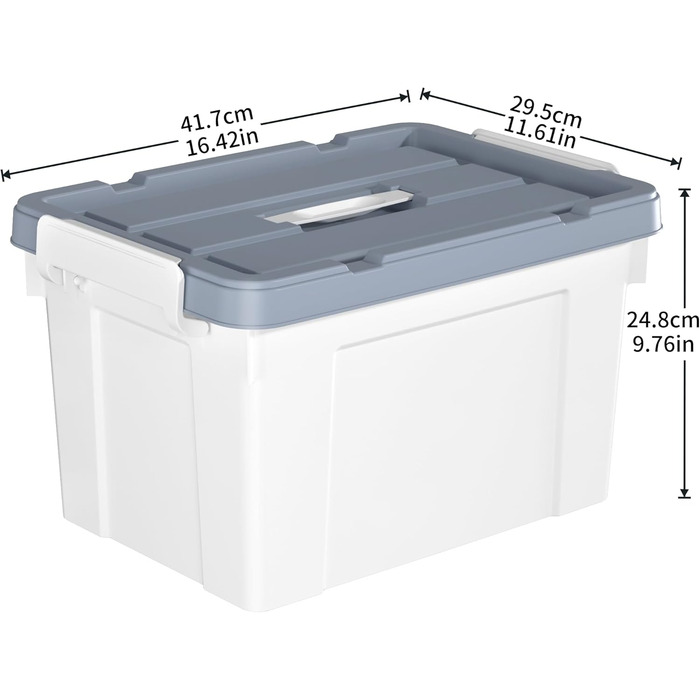 Cetomo 20L*3 Plastic Storage Box with Durable Lid and Safety Closure, Stackable and Nestable, 3-Pack, White