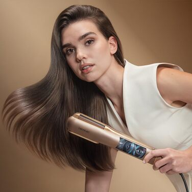 Випрямляч для волосся Cecotec AirLisse 2in1 ForceDry Champagne 1000W з функцією іонізації та безщітковим мотором