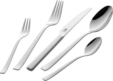 ZWILLING 1026795 Cult Cutlery Set, 30-Piece, for 6 People, 18/10 Stainless Steel, Matted Flatware, Dishwasher Safe, Silver