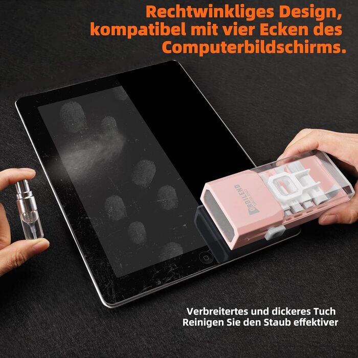 Набір для чищення клавіатури Ordilend: для ноутбука, MacBook, телефону, планшета, комп'ютера. З щіткою. Рожевий.