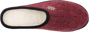 Жіночі фетрові домашні тапочки Schawos Lisa, теплі, з підкладкою з шерсті, з устілкою, міцна підошва, неслизькі, 39 EU, Бордовий