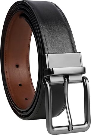 Чоловічий шкіряний ремінний пояс Amexo, двосторонній, чорно-коричневий, 110/120 см