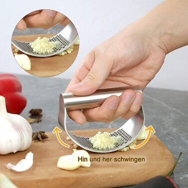Набір пресів для часнику та імбиру з нержавіючої сталі (4 шт), багатофункціональний подрібнювач з силіконовим очищувачем та щіткою для кухні