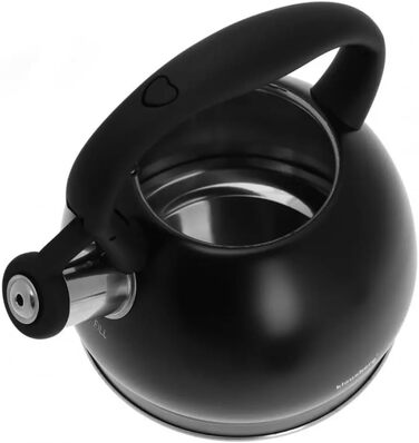 Чайник для води Klausberg з нержавіючої сталі з флейтою, 2 літри, KB-7320 (Чорний матовий)