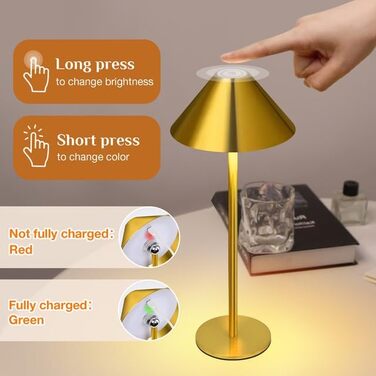 Світлодіодний настільний світильник Rosnek бездротовий, акумуляторний 4000 mAh, диммується, з магнітним кріпленням 360°, 3 режими освітлення, для дому та вулиці (Золотий, 2 шт)