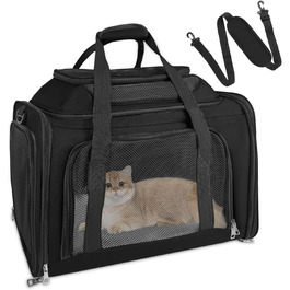Транспортна сумка для кота та собаки, переноска для тварин (чорна, L)