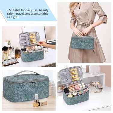 Косметичка для жінок, велика сумка для макіяжу, дорожня косметичка-кофр для жінок, дорожня косметичка для макіяжу, косметичка з ручкою та роздільниками (A-блакитна)