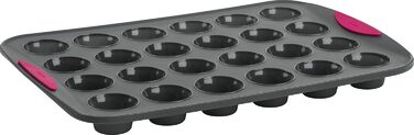 Trudeau Mini-Muffin Silicone Mold, 24 Cavities, Fuchsia