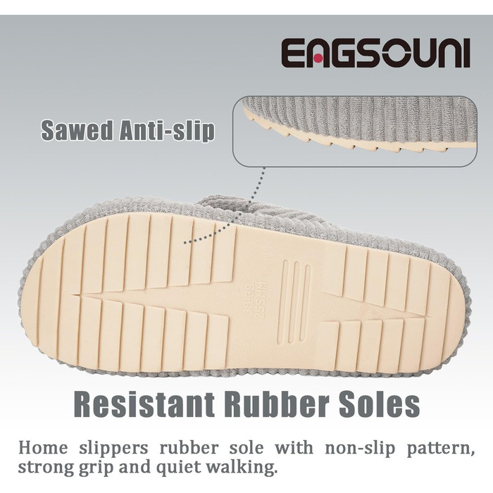 Жіночі домашні тапочки з Memory Foam, сірі. Зручні тапочки з перехресними ремінцями для дому та сну. Антиковзаюча підошва, розмір 37/38 EU