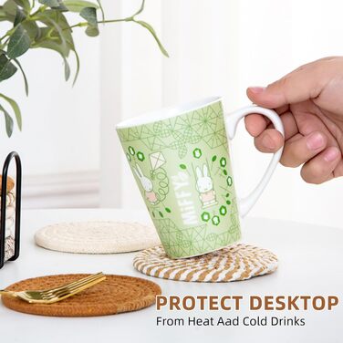 Absorbent Coasters for Drinks – Boho Coaster Set for Coffee Table – Stylish Natural Material, Home Decor, Colorful Cup Coasters with Holder, 10.9 inches, Light Coffee