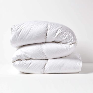 HOMESCAPES Mattress Topper 180 x 200 cm with 100% Goose Down Filling, Natural Mattress Pad with 100% Cotton Cover, Washable Mattress Protector White