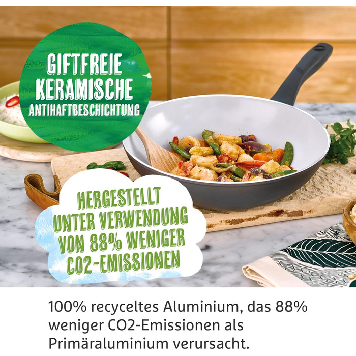 Prestige Earth Pan Grill Pan Induction - 28cm Pan - Non-Stick Pan, Recycled & Recyclable, Non-Toxic, Dishwasher Safe, Easy-Grip Handles, Grill Pan 28cm