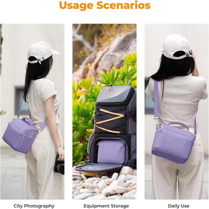 Сумка для камери K&F CONCEPT, фотосумка для фотографів, універсальна, фіолетова, середнього розміру