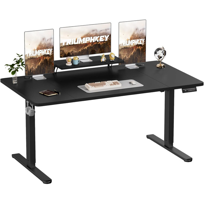 Adjustable Height Standing Desk with Monitor Stand - Electric Ergonomic Desk, 120x60cm & 180x80cm White/Black
