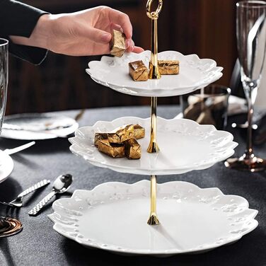 Декоративна етажерка Villeroy & Boch Toys Delight Royal Classic з преміум порцеляни, біла, для печива, випічки та тістечок