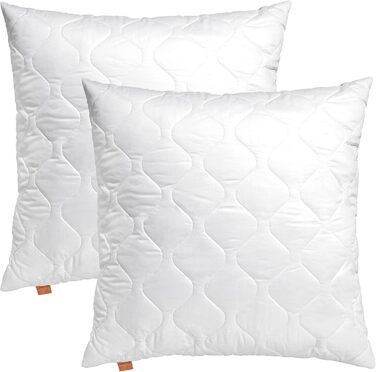 Sleepling 2er Set Pillow Comfort 300, Pillows made of 100% Cotton Satin, adjustable height, size guarantee, filling amount guarantee, 60 degrees, Ökotex 100, 80 x 80 cm, white 2 80 x 80 cm