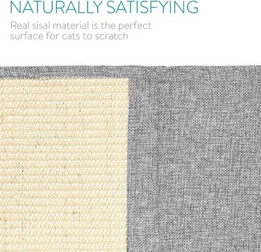 Navaris Cat Scratch Mat Scratch Protection Sofa - Sisal Scratch Rug 130 x 45 cm for Cat - Couch Cat Scratch Mat - also suitable for dogs - (Light Grey - white)