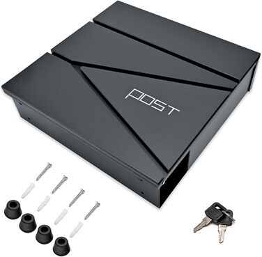 Поштовий ящик Verda з газетницею, нержавіюча сталь, антрацит, 2 ключі - дизайнерський настінний ящик з прихованим замком