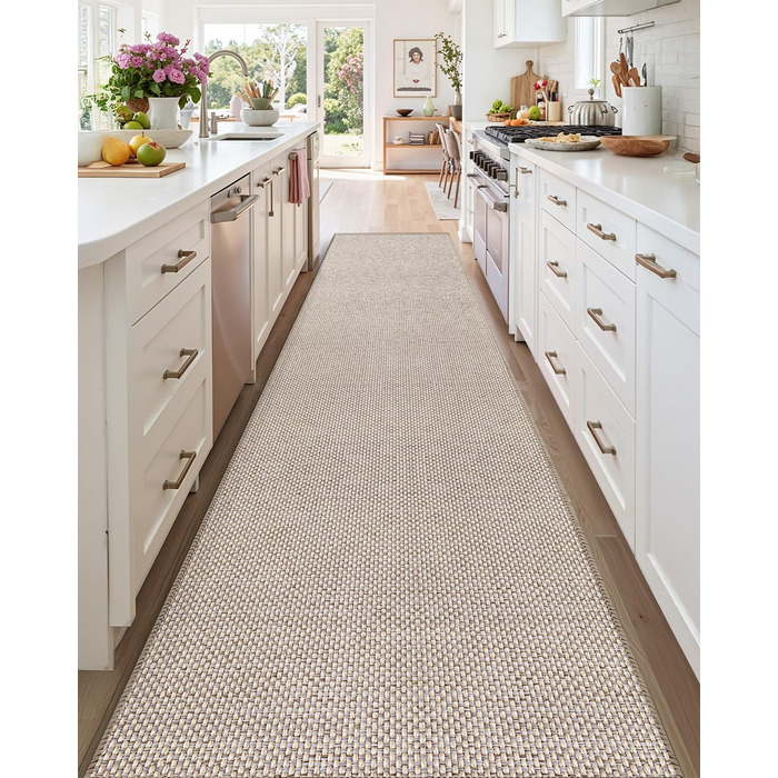Килимок для дому COLOR&GEOMETRY, 91 x 243 см, довгий килимовий доріжка, антиковзаюча, швидковисихаюча, для кухні, спальні, коридору (Бежевий)