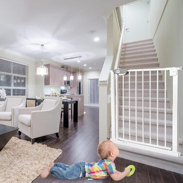 Захист для воріт HENGMEI: сітка для дитячих воріт/сходи, автоматичне закриття, без свердління, 75-85 см, білий