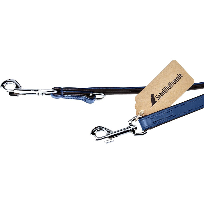 Leather Dog Leash - Training Leash - Leather Leash for Dog - Leash 3-Way Adjustable, for all Dogs (230cm, Blue)