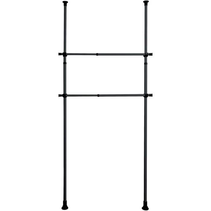 WENKO Telescopic Wardrobe System Hercules Basic (Black, Bundle with 2-Piece Clothes Rail Set)