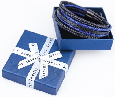 Чоловічий шкіряний браслет, чорний, коричневий, синій, плетіння, 21 см, подарунок для чоловіків, День батька D1