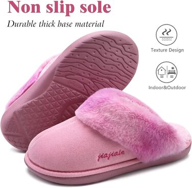 Жіночі домашні тапочки Jiajiale: теплі, пухнасті сліпони для зими з м'якою устілкою та зносостійкою гумовою підошвою. Рожевий, 37 EU
