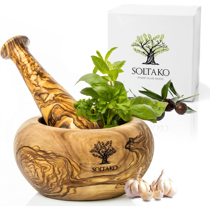 Набір ступки та пестика з оливкового дерева 'The Sicilian Mortar', діаметр 14 см