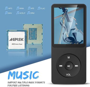 MP3-плеєр AGPTEK 32GB зі спікером, 70 годин роботи від акумулятора, 1.8