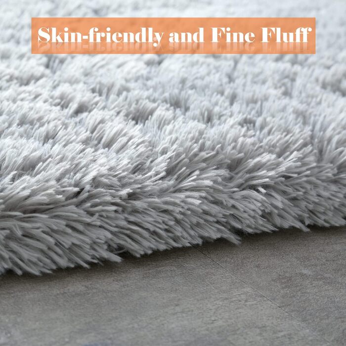 Килимок для вітальні та спальні Gsogcax, 120 x 160 см, сірий, пухнастий, з антиковзаючим покриттям, супер м'який, великий, для дому, сучасний декор, килим на підлогу